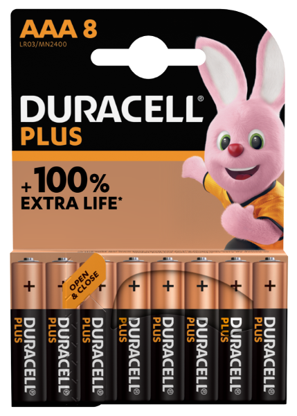 Duracell Plus AAA Alkaline - Pack of 8